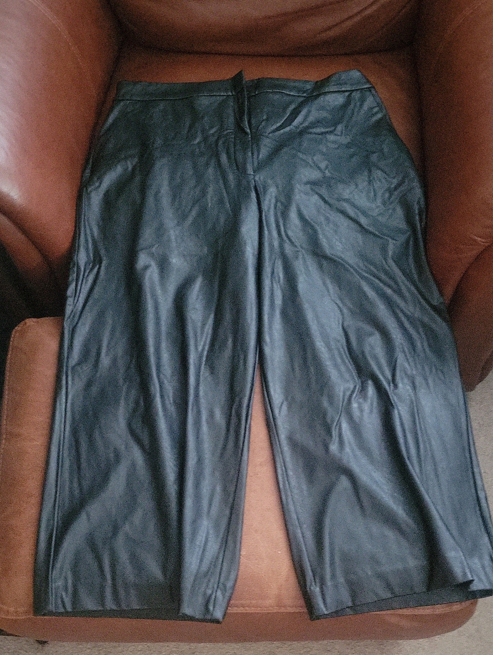 Express Men's Black Faux Leather Straight-Leg Pants